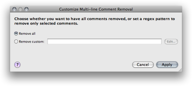 Configure multi-line comment removal