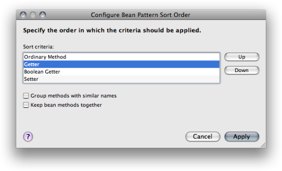 Configure Sorting Order of JavaBeans Methods