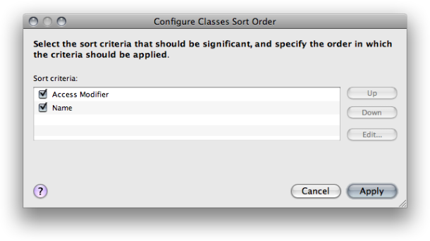Configure Sorting Order of Classes, Interfaces and Enums