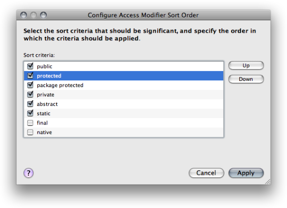 Configure Sorting Order of Modifiers