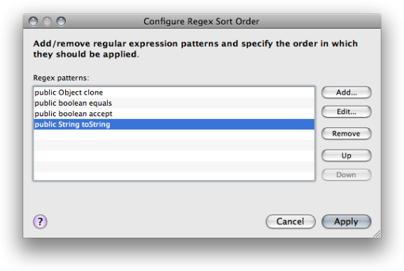 Configure Regular Expression Sorting